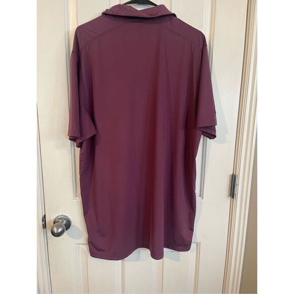 Matte Grey Mens Burgundy High-Low Hem Four-Button Placket Polo Shirt Size XL - Picture 12 of 13